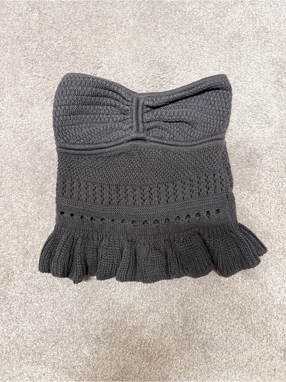 Aerie Charcoal Gray Knit Peplum Tube Top Size XXS